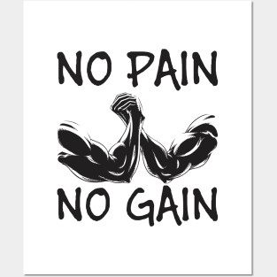 No pain no gain - Crazy gains - Nothing beats the feeling of power that weightlifting, powerlifting and strength training it gives us! A beautiful vintage design representing body positivity! Posters and Art